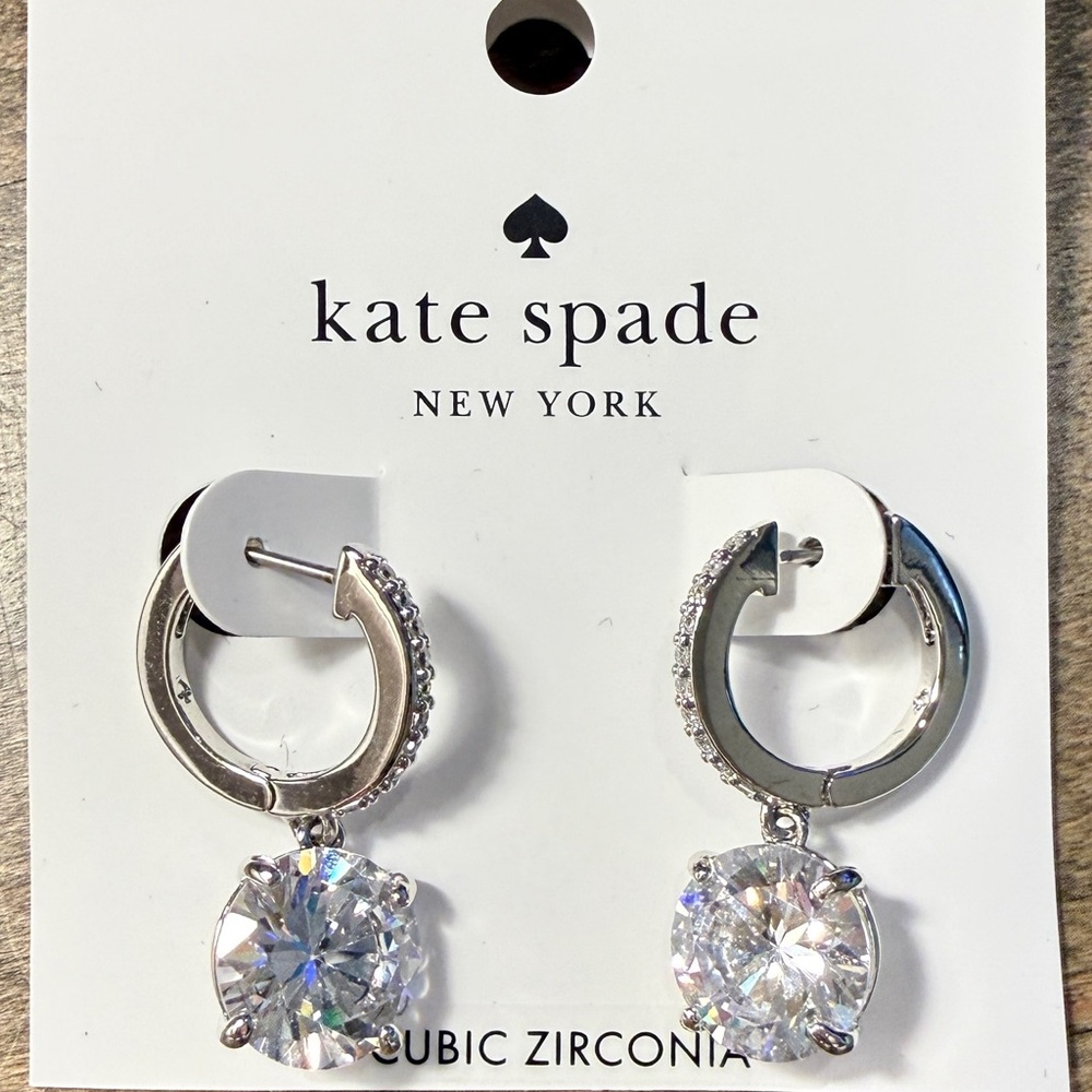kate spade silver-tone hoop earrings with clear crystal drops